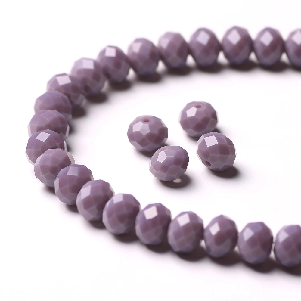 60Pcs/Lot Purple Beads Chinese Beading Round 8MM Purple Porcelain Glass Rondelle Beads DIY Crystals For Handicrafts Wholesale