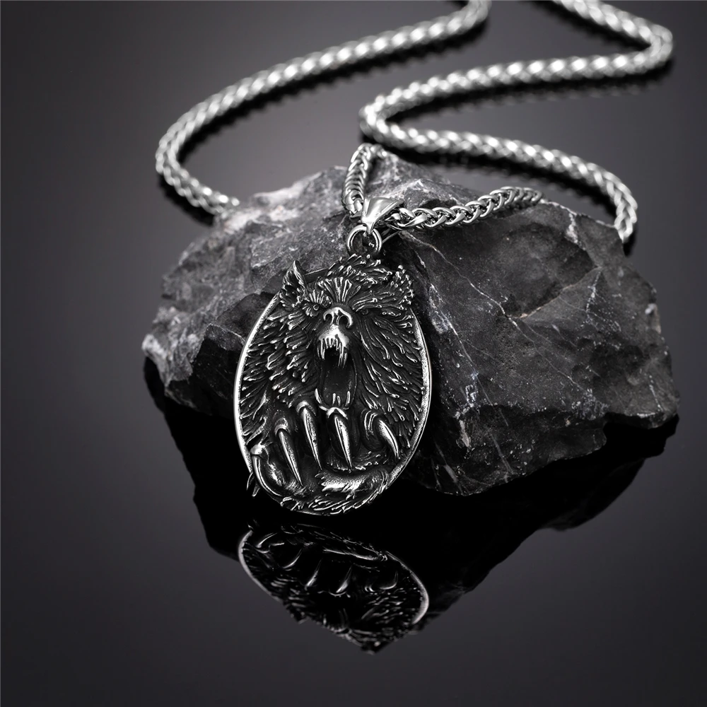 Viking Fenrir Wolfsklauen-Halskette, Odin, nordische Runen, goldfarben, Anhänger aus Edelstahl, Amulett, Retro, isländischer Schmuck, Geschenk für Männer. – Detail 6