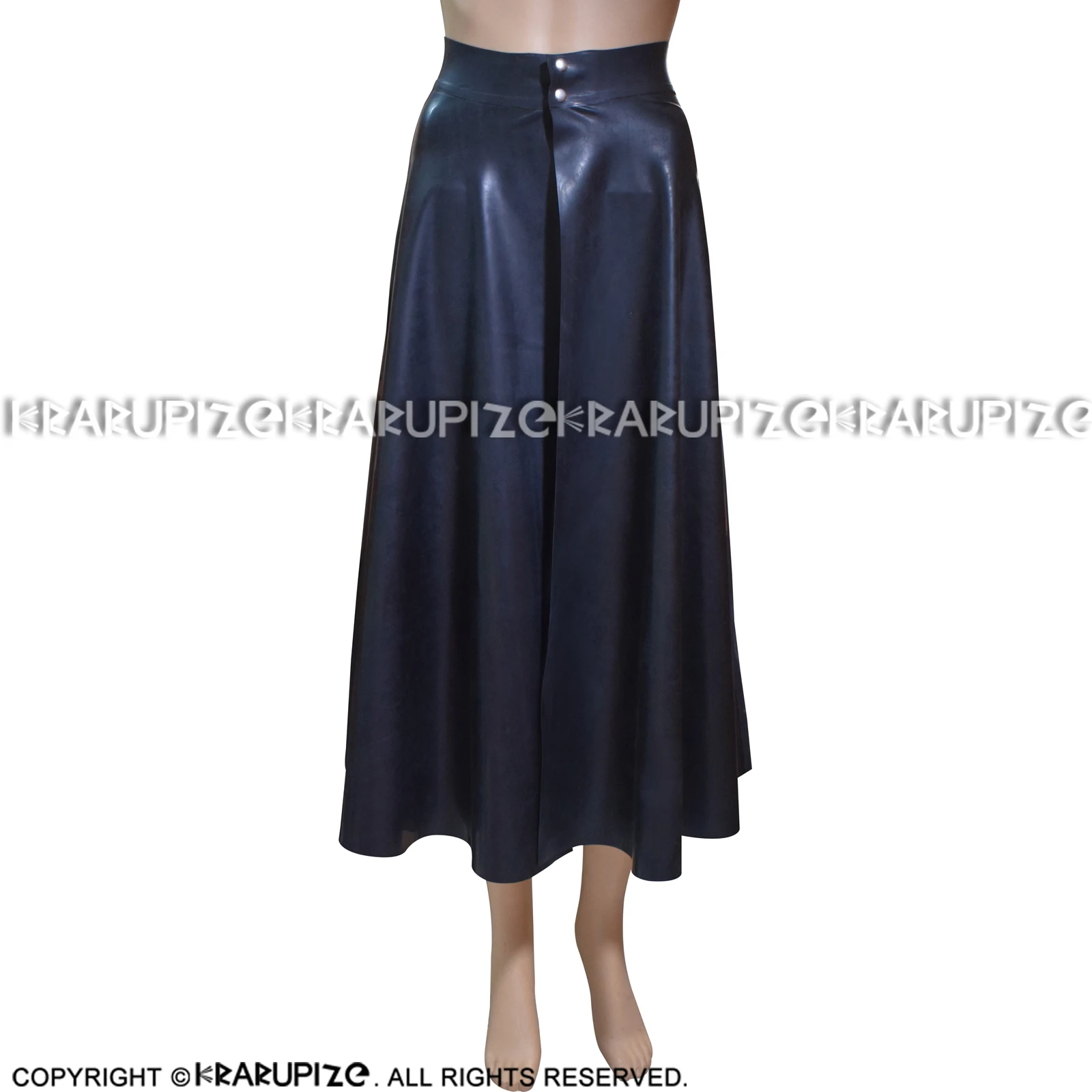 

Черная пикантная мини-юбка из латекса со складками, с открытой спереди и пуговицами, короткая резиновая деталь