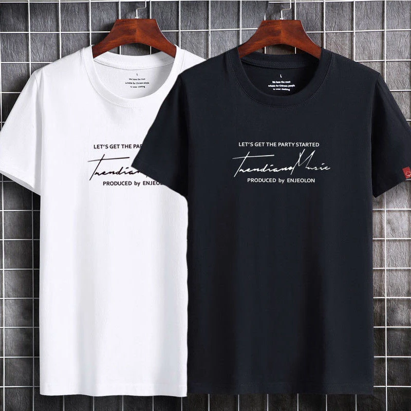 men`s t-shirt 2-pack New cotton printed short-sleeved men and women with the same fashion round neck short-sleeved plus size top