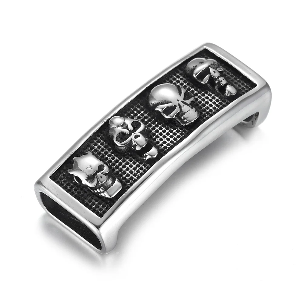 Stainless Steel Slider Beads Skull Sheet Polished 12x6mm Hole Bead Slide Charms DIY Accessories for Jewelry Making Supplies