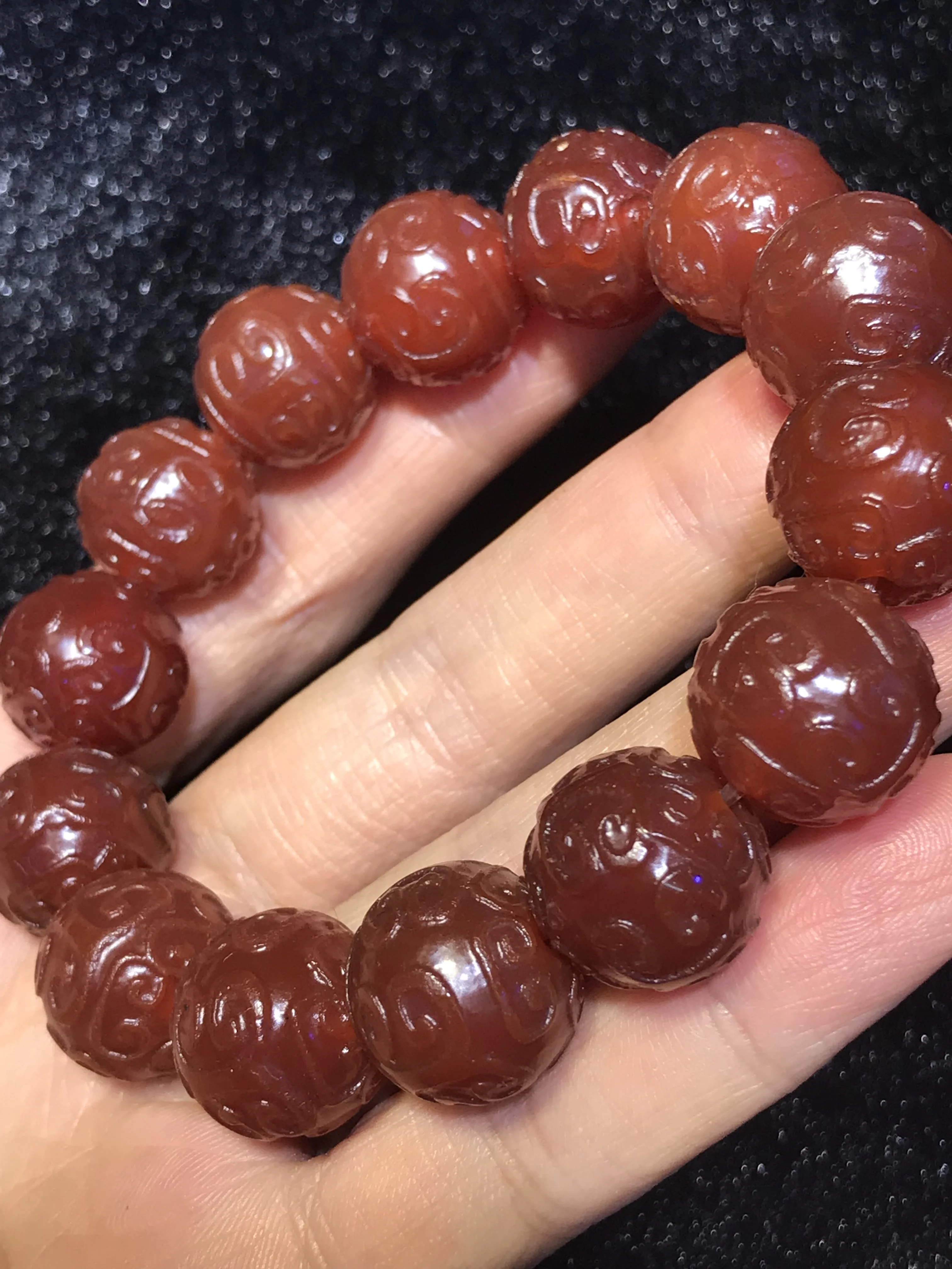 

Royal Tibetan red agate Fortune Cloud Lucky totem beads bracelet bangle