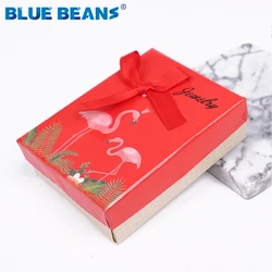 Square jewelry box organizer Holder carton bow shape red white box Engagement Ring For Earrings Necklace Bracelet Display Gift