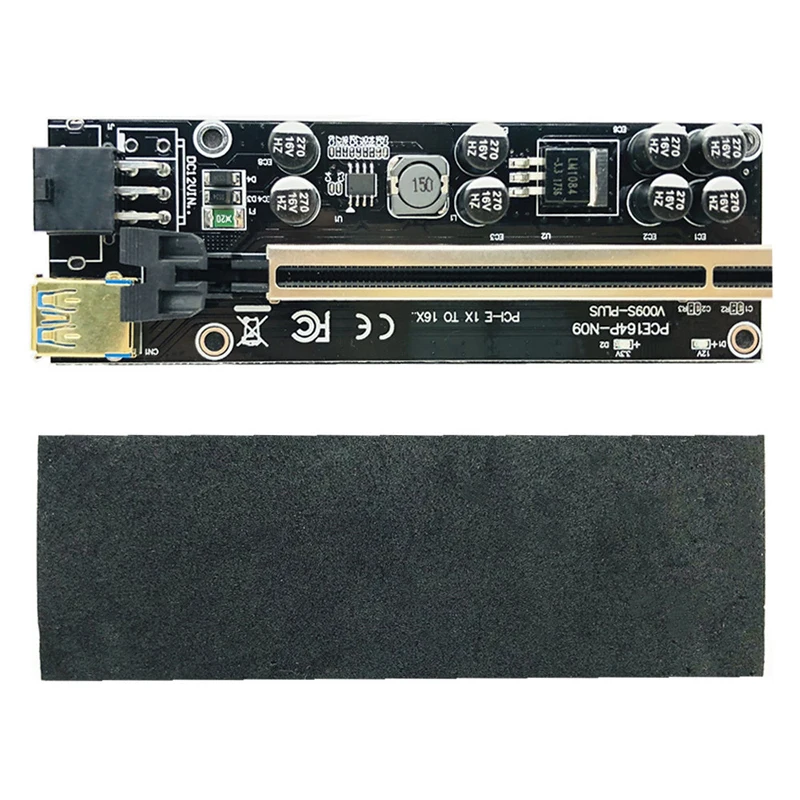 PCI-E Pcie Riser 009S PLUS Profesional Express 1X 4x 8x 16x Extender PCI E USB Riser 009 GPU 6Pin การ์ด SATA 15pin สำหรับ BTC Miner