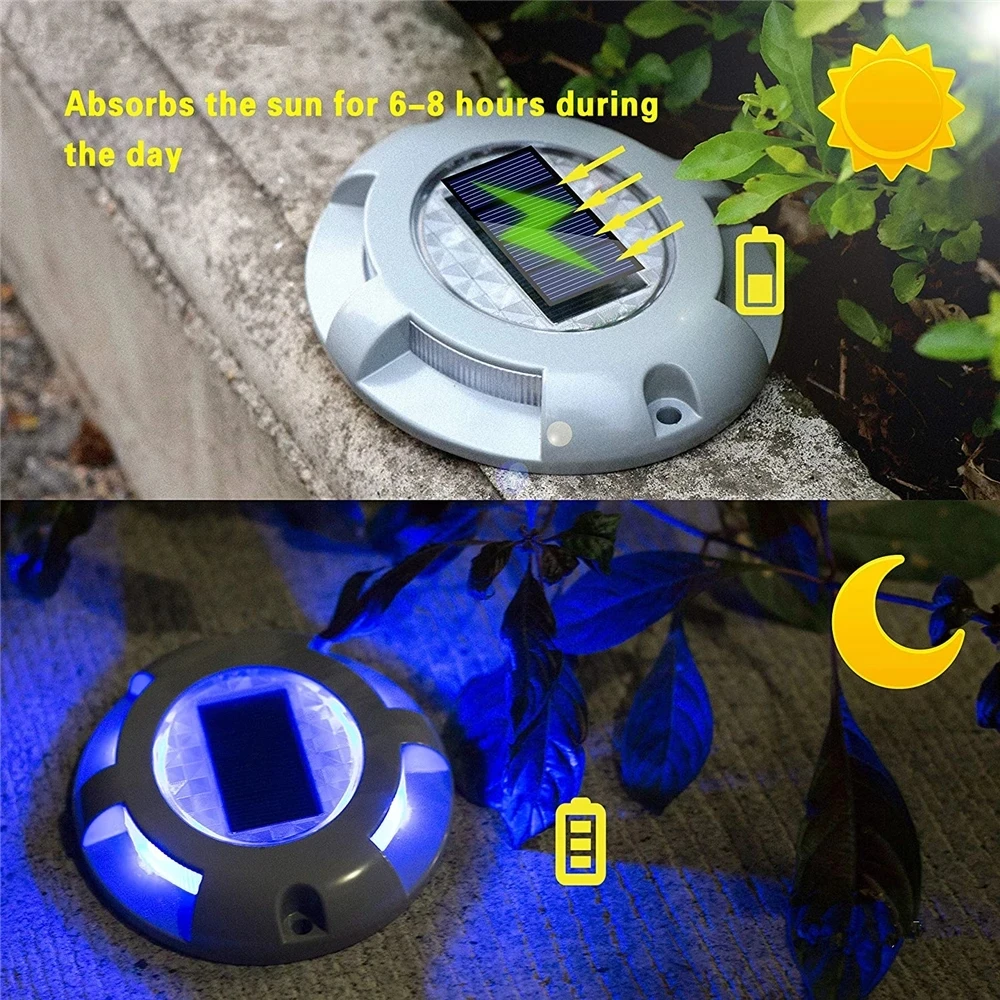 LED Solar Floor Light IP68 Outdoor Waterproof Roadside Aisle Indicator Lamp Garden Stairs Deck Lights