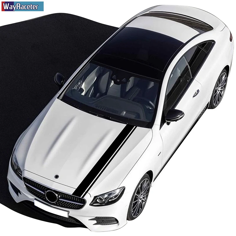 3 Pcs Car Hood Decal Side Stripes Skirt Sticker For Mercedes Benz E Class S213 W213 A238 C238 E63 S AMG E43 E53 2021 Accessories