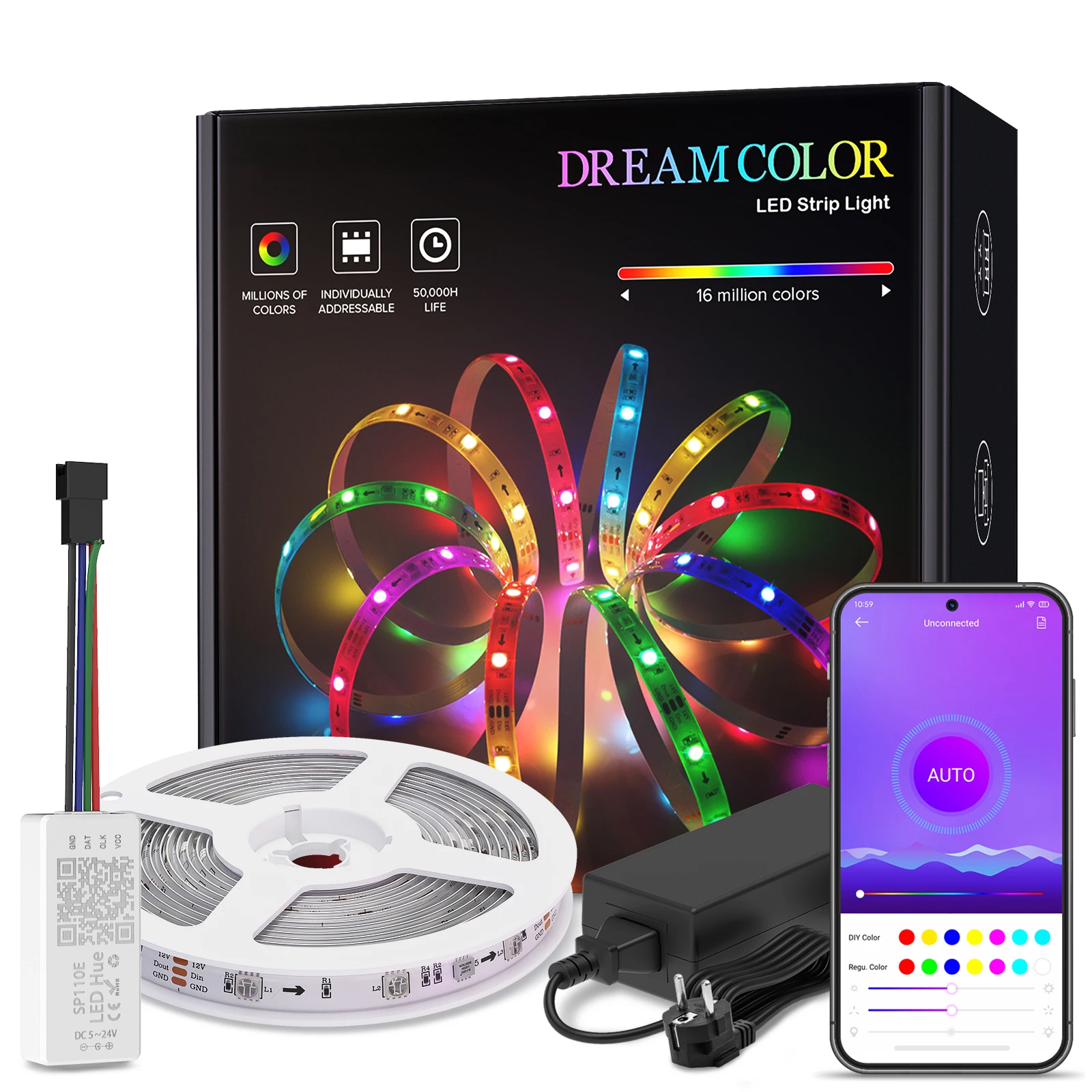 

LED Lights WS2811 APP Bluetooth Full Set Dreamcolor RGB IC Home Lighting LED Strip Light Party Bedroom Kitchen With IOS Android