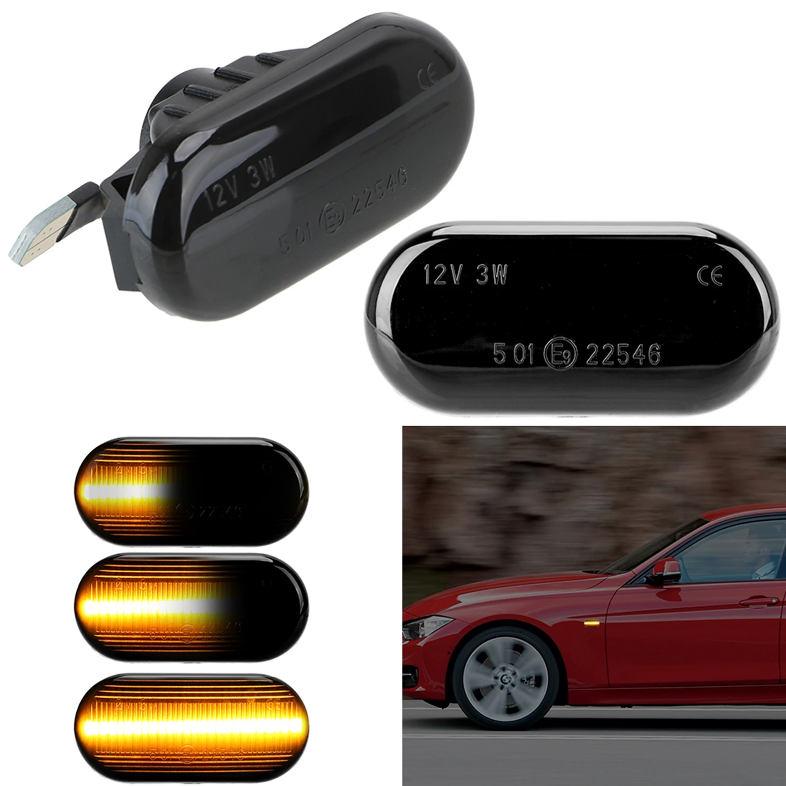 

Fit For Nissan Navara 350Z Micra Sidelight Parking Lamp Bulbs Car Dynamic LED Fender Side Marker Indicator Signal Turn Light Kit