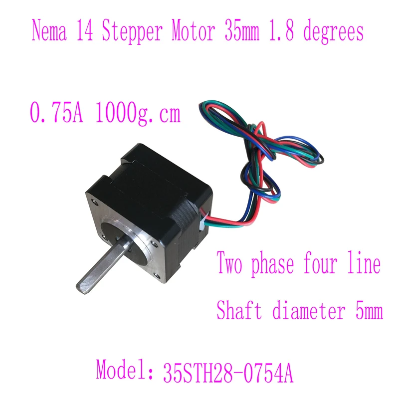 

35BYGH28 Nema14 35mm Stepper Motor 1.8° 0.75A 1000g.cm 2-phase 4-wires Stepping Motor