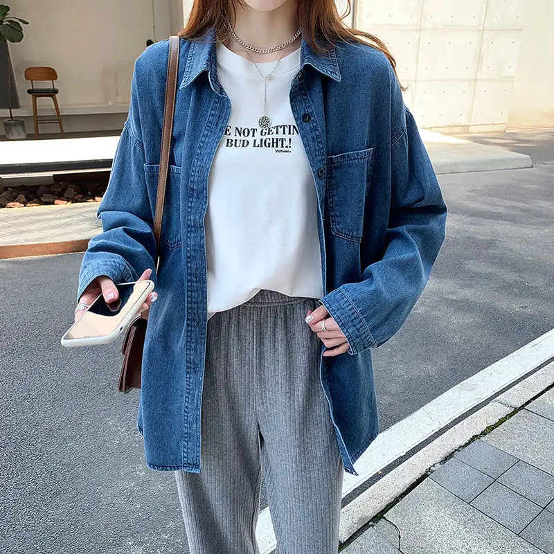 Jackets Women Denim Shirt Solid New Denim Jacket Jeans Bomber Coats Female Outwear Coat Harajuku Streetwear Gothic