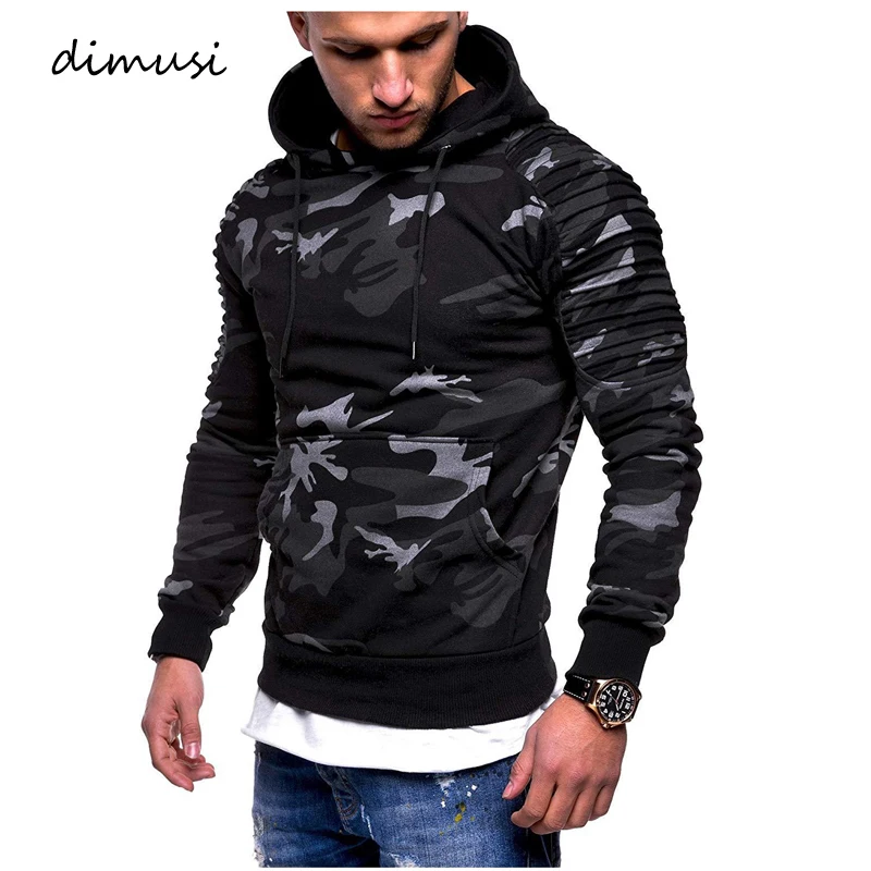 Męska bluza z kapturem DIMUSI, kamuflażowa wiatrówka, odzież sportowa, streetwear, hip hop, dresy, odzież