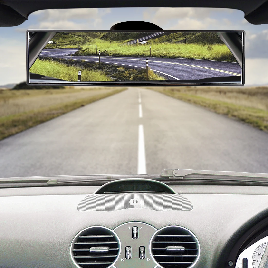 Uxcell Car Interior Rear View Mirror Sun Visor Makeup Mirror Adjustable Wide Rotate Angle with Suction Cup 4/8/1 Inch