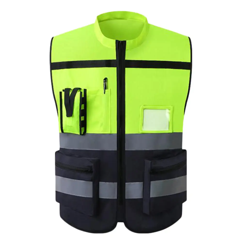 Reflective Vest Safety Sleeveless Waistcoat With Zipper Yellow F