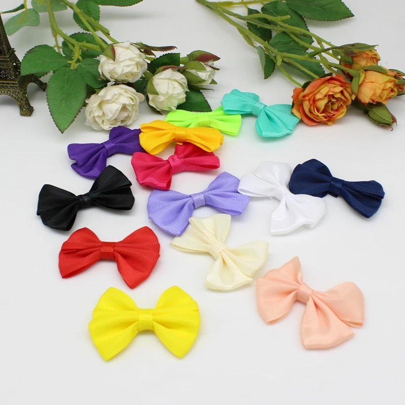 10/20Pcs 5cm Satin Ribbon Bow Tie Ribbon Flower Patches for DIY Headwear Bowknot Hair Clips Wedding Decoration Tie