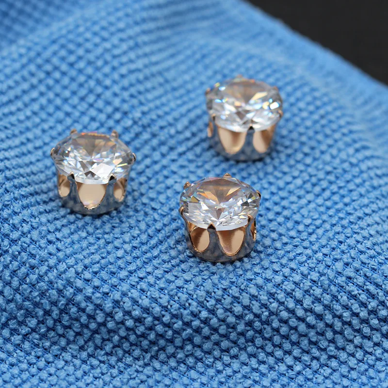 10pcs 6/8/10mm Round Rivoli Zircon With Claw Sew On Stone High Quality Pointback  Crystal Rhinestone DIY Clothing Accessories