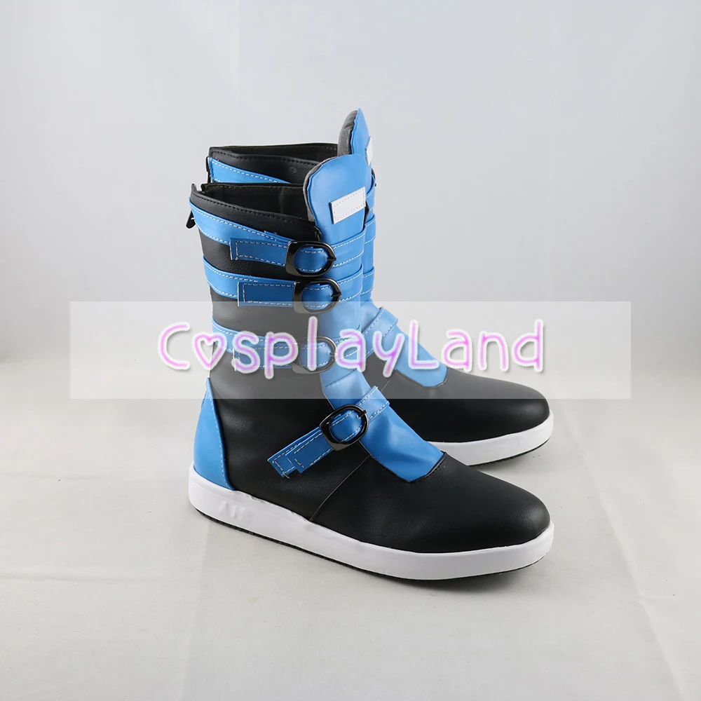 Twisted Wonderland Idia Shroud Cosplay Boots Shoes Blue Men Costume Customized Accessories Halloween Party Shoes
