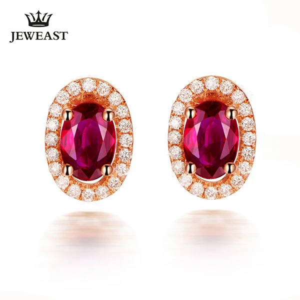 

MLNatural ruby 18K Pure Gold Earring Real AU 750 Solid Gold Earrings Diamond Trendy Fine Jewelry Hot Sell New 2023