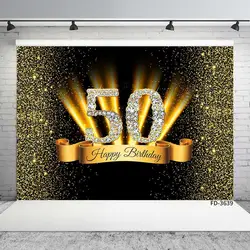 Happy 50th 40 30 25 18 Birthday Party Photo Background Props Gold Polka Dot Sequins Poster Photography Backdrops Photo Studio