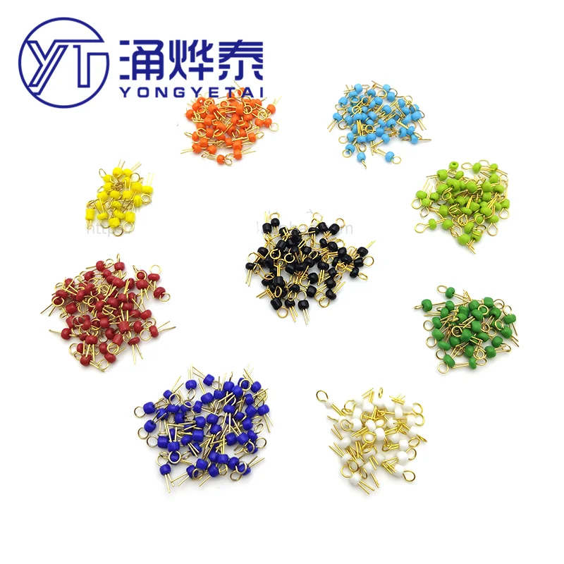 

YYT 100PCS PCB test point test point ceramic copper gold-plated probe cylindrical test ring bead circuit board test