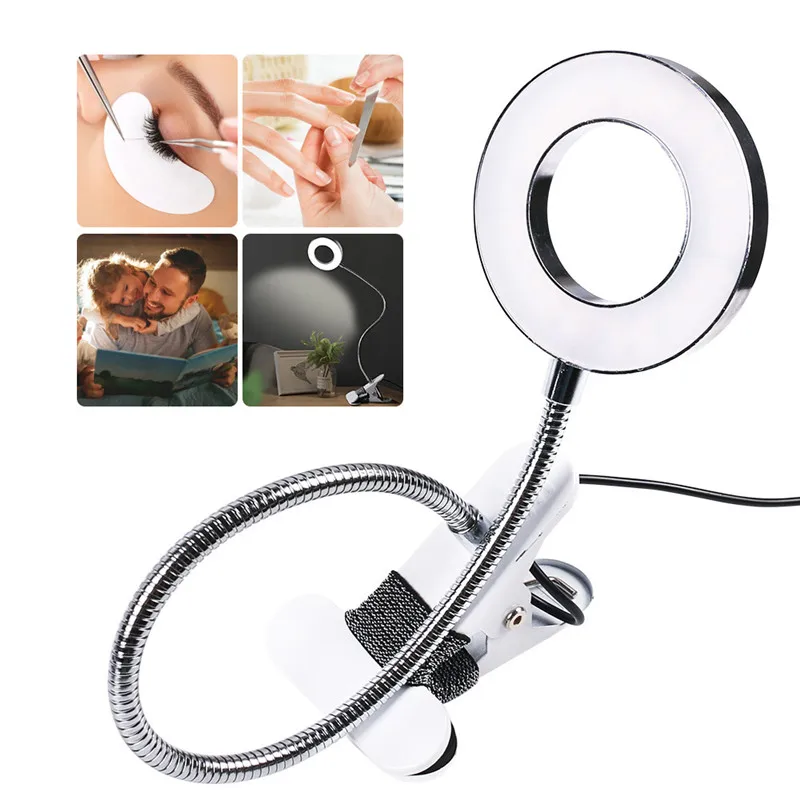 1PC Portable Desk Lamp Makeup Illuminator Equipment Improved 8X Magnifier Tattoo Lamp with Clamp USB Lamp Student Reading Light