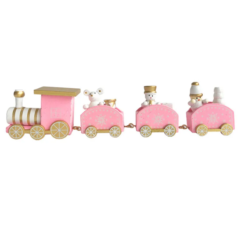 Wooden Pink/blue Christmas Train Merry Christmas Decoration for Home New Year Navidad Baby Shower Baking Cake Decorations Tools