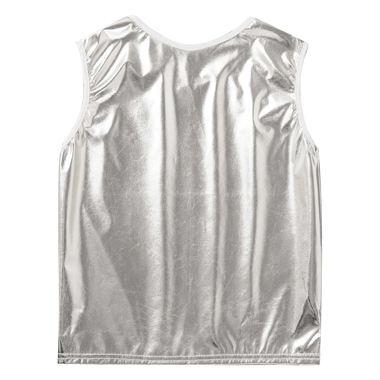 Hip Hop Kids Clothing Shiny Metallic Solid Color Sleeveless Vest Ballet Dance Tank Tops Jazz Dancing Performance Party Costume