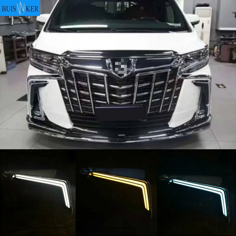 

2pcs For Toyota Alphard 2018 2019 Daytime Running Lights Daylight Fog Lamp LED DRL with Turn Signal Functions