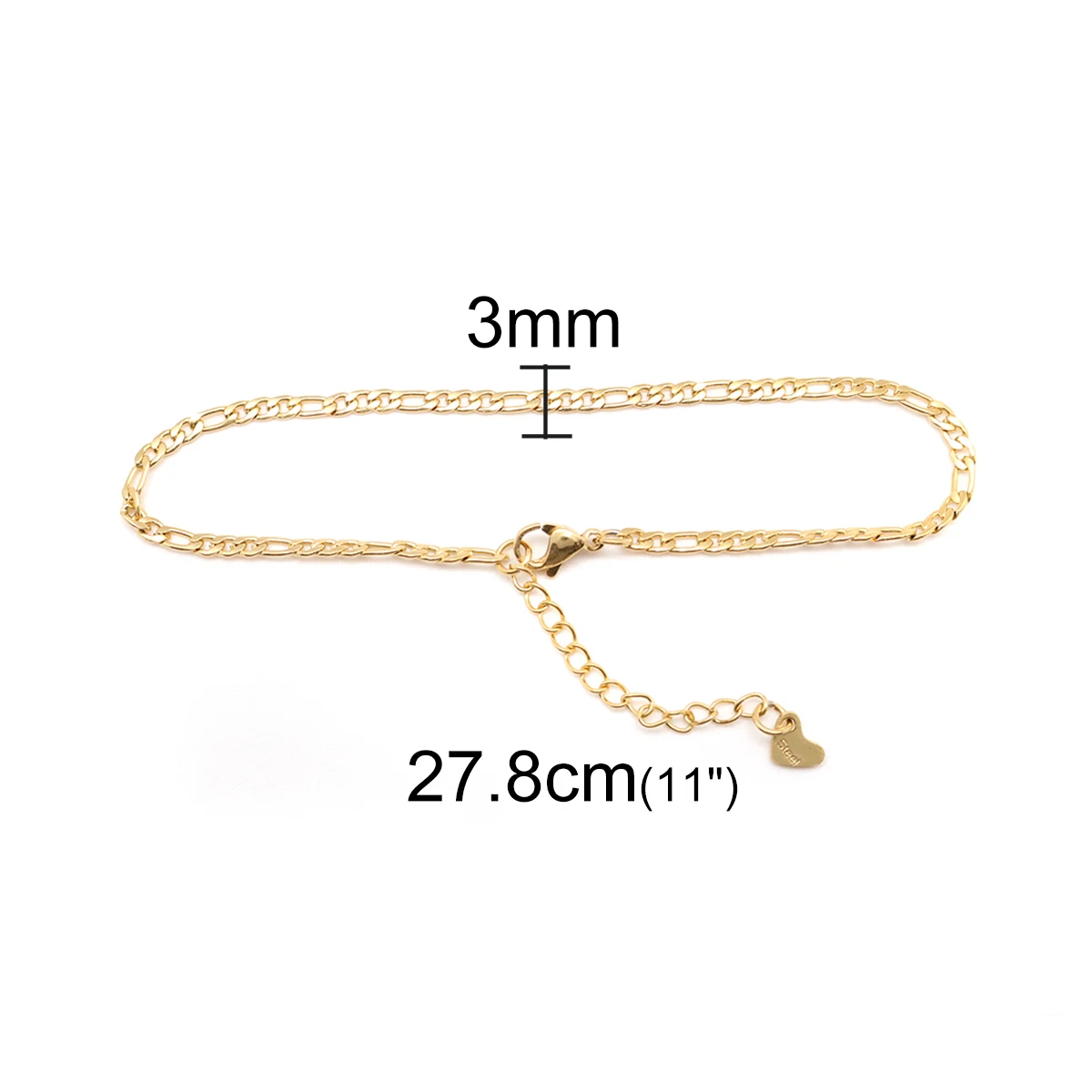 Fashion 304 Stainless Steel Gold Color Chain Anklet Foot Bracelets for Women Summer Beach Jewelry Gifts 23cm(9