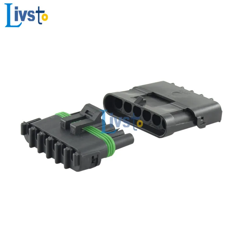 5 Sets 6 Pin Delphi Automotive Electrical Cable Housing Plug Waterproof Plastic Wire Harness Connector 1201579 12010975