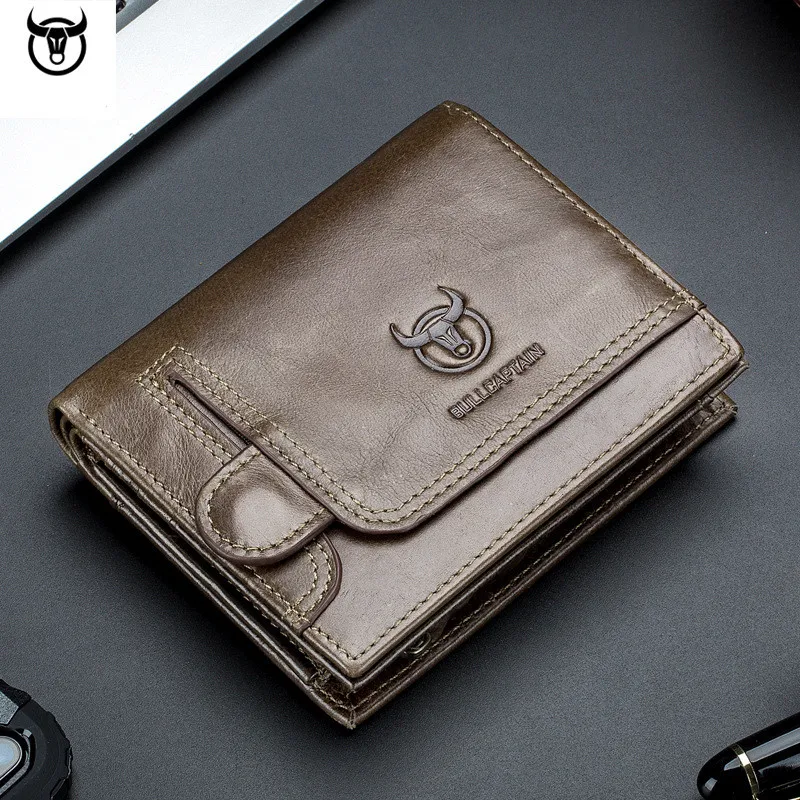 New Brand Genuine Leather Men's Wallet Cowhide Designer Zipper Male Purse Vintage ID Card Holder Luxury Money Bag