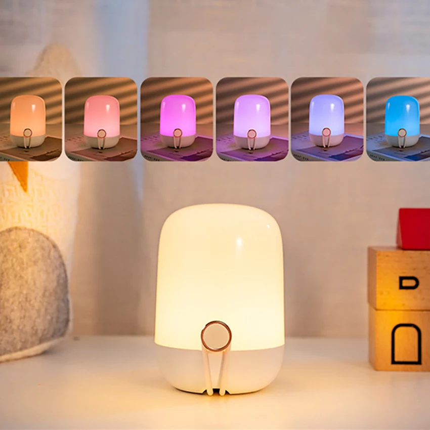 Lampada da comodino ricaricabile dimmerabile continua portatile della luce notturna della scuola materna del LED con la corda, cambiamento di colore per il salone delle camere da letto