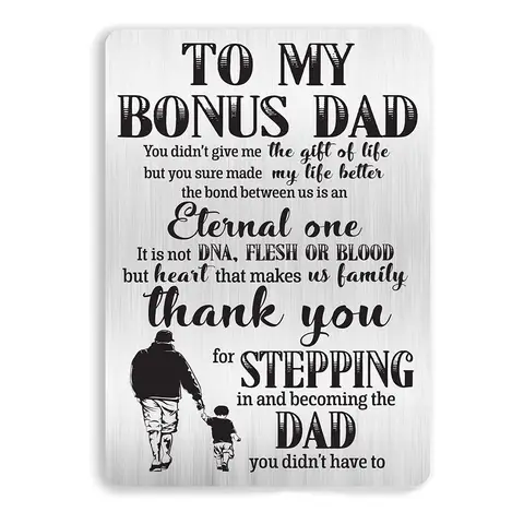 Best Stepdad Gifts, to My Bonus Dad Love Note Engraved Metal Wallet Inserts Card, Gifts for Father's Day Birthday DIY Wholesale
