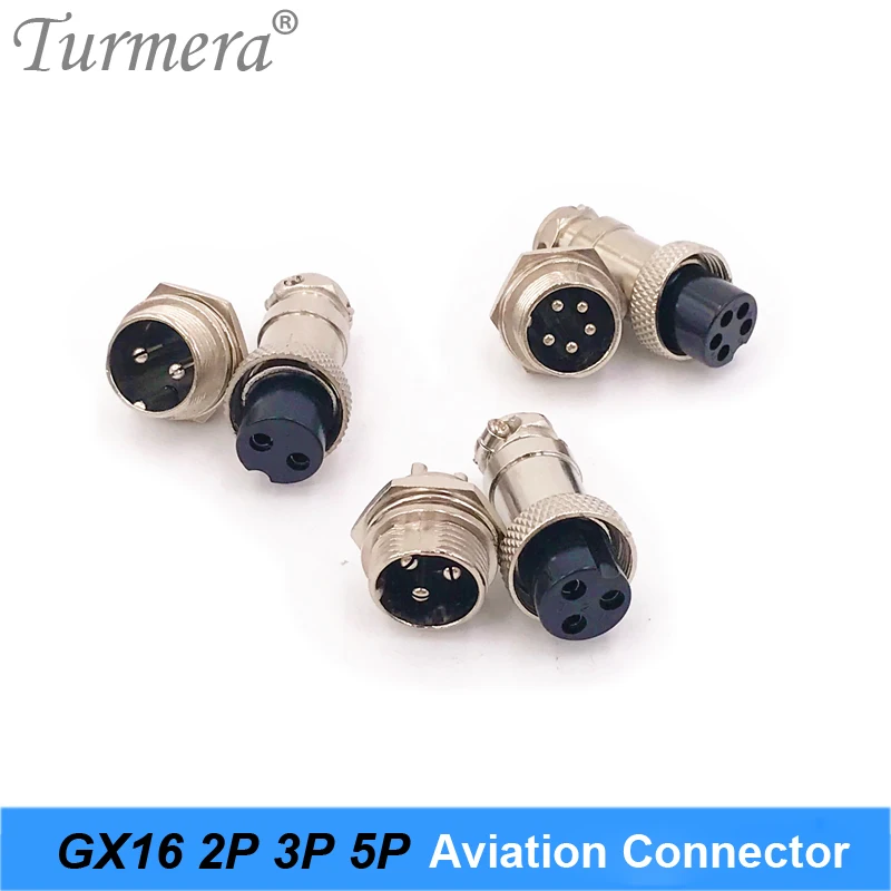 Turmera GX16 Aviation Plug Socket Connector 2P 3P 5P Pin Use for Electric Bike and E-scooter Charging Charger Plug Male & Female