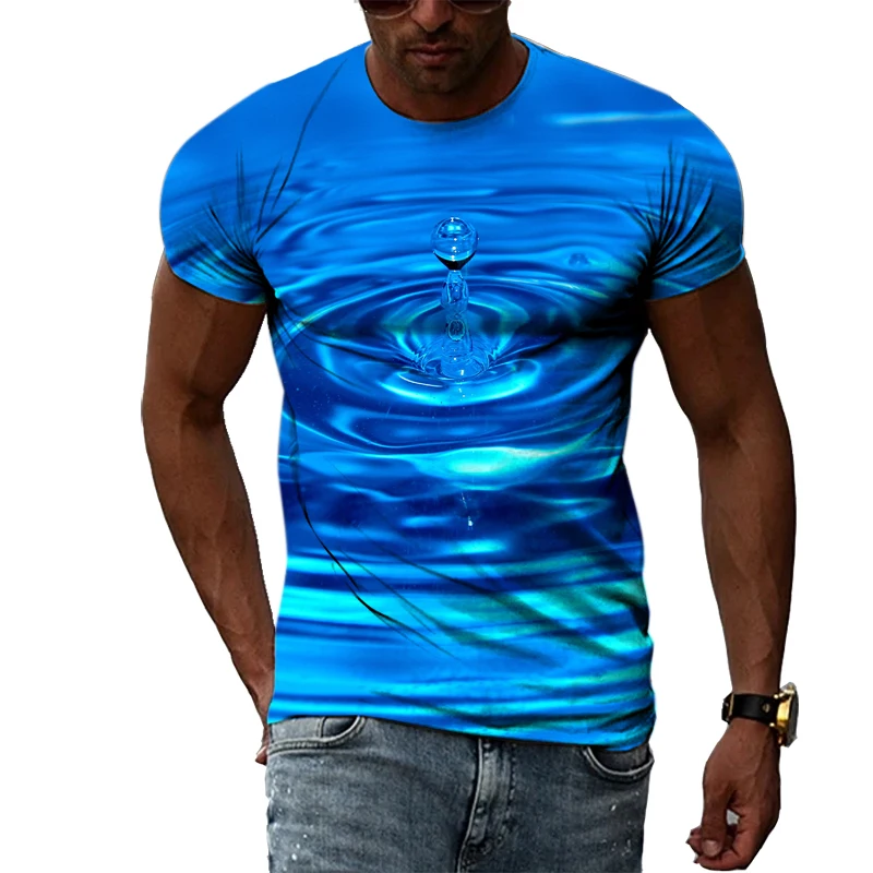 Fashion 3D Drops of Water graphic t shirts For Men Summer Casual Interesting Print T-shirts Hip Hop Harajuku Trend Cool blouse