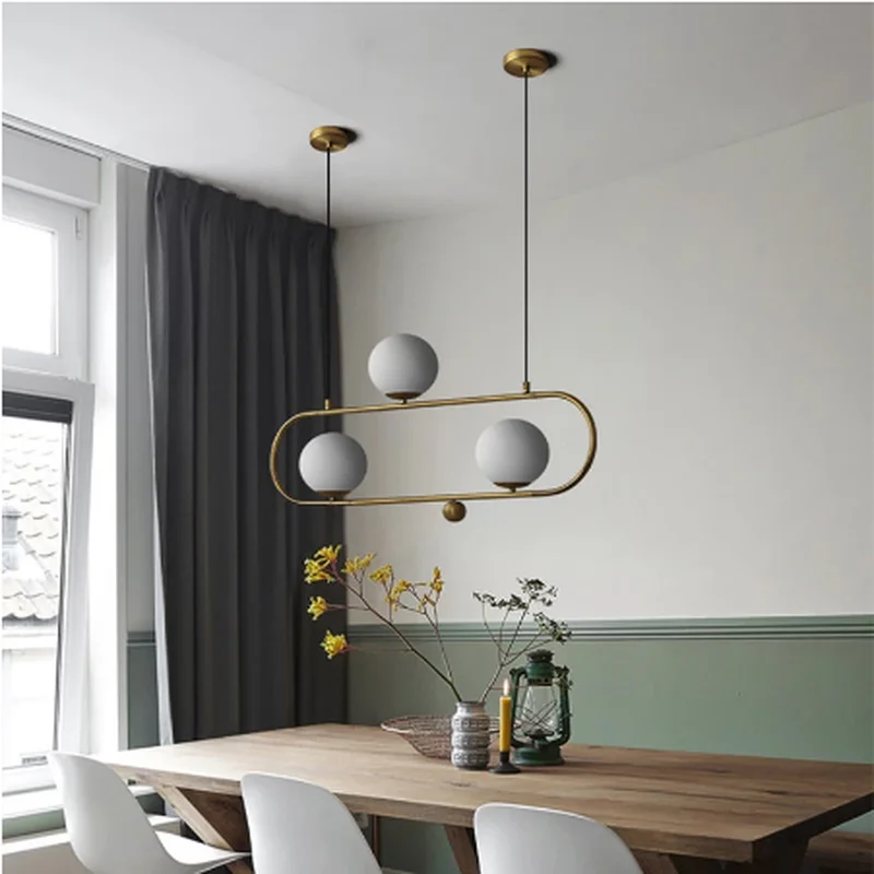 Style Art Swing Buckle Design Pendant Light Nordic Retro Glass Ball Restaurant Parlor Coffee Shop Light Fixtures