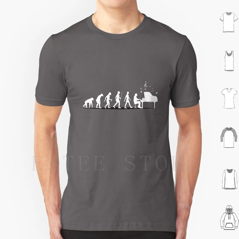 Piano évolution t-shirt hommes coton 6xl Instrument de musique pianiste Piano amateur de musique évolution histoire évolution développement