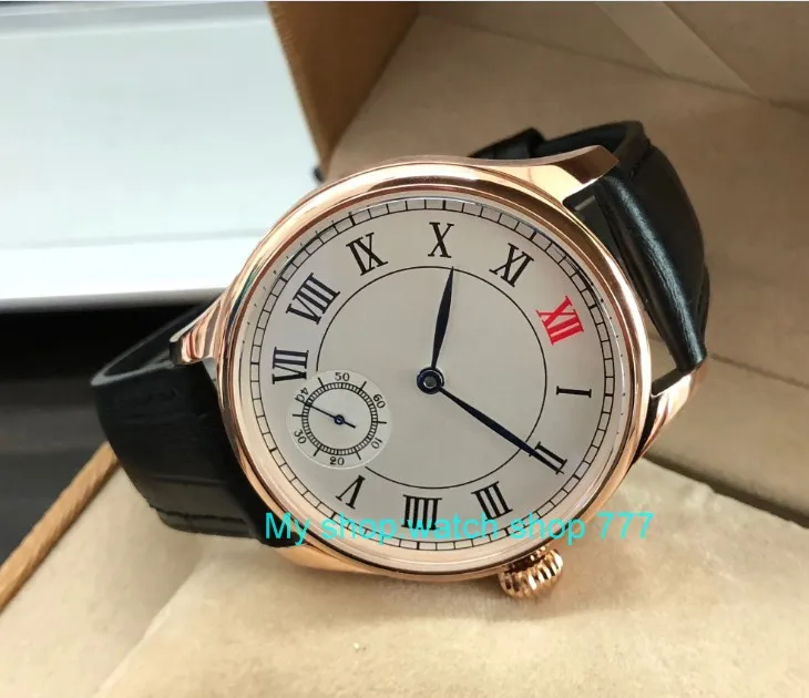 Sapphire crystal or Mineral glass 44mm Asian 6498 Mechanical movement men\'s watch gold case Mechanical watches PA79-P8