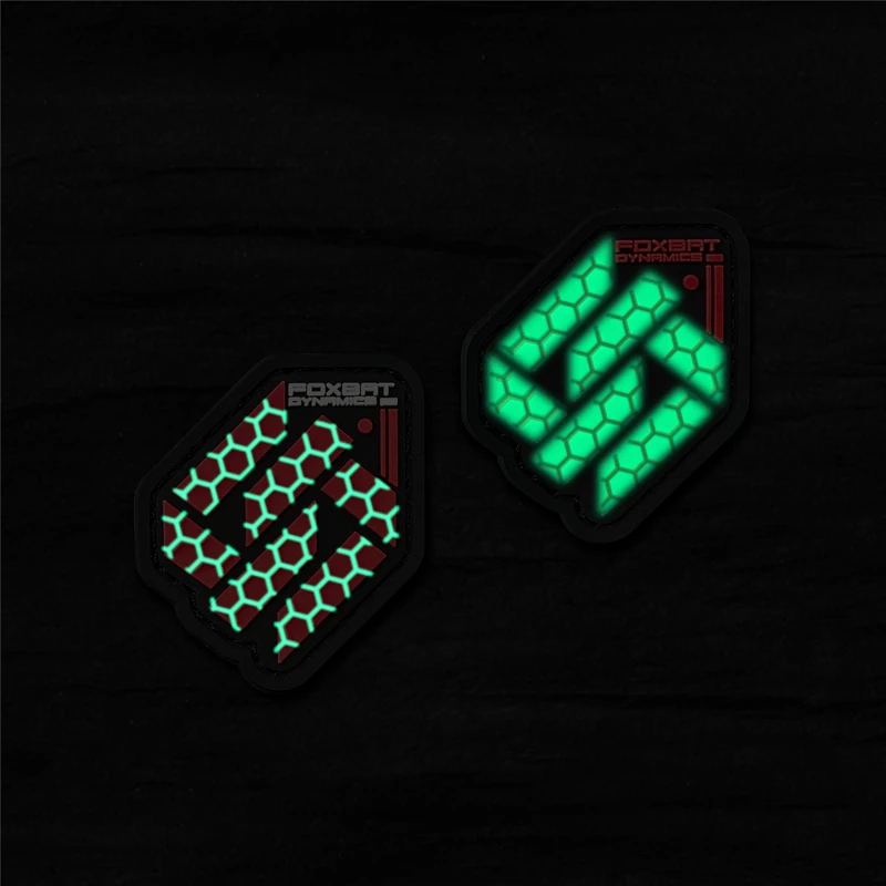 FOXBAT PVC Luminous Glow Patches Functional Tactical Armband Honeycomb Plaid Badge For Clothing Jacket Stickers Appliques