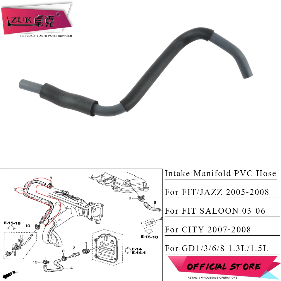 ZUK Intake Manifold Positive Crankcase Ventilation PCV Hose For FIT JAZZ CITY FIT SALOON 2003 2004 2005 2006 2007 2008 1.3L 1.5L