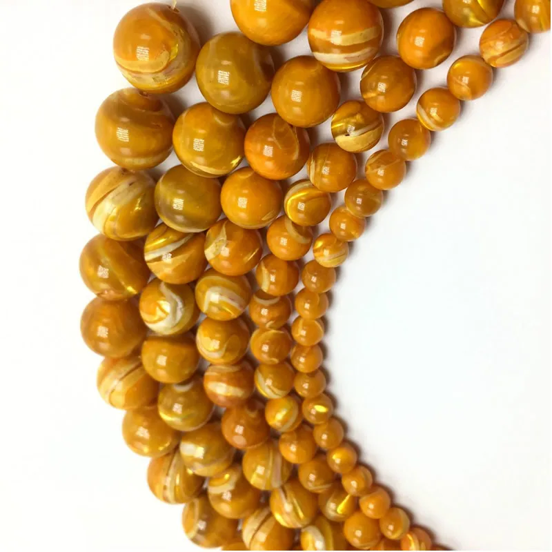 Natural Brown Yellow Trochus Sea Shell Round Loose Beads 2 3 4 5 6 7 8 9 10 12 14 MM Pick Size for Jewelry Making