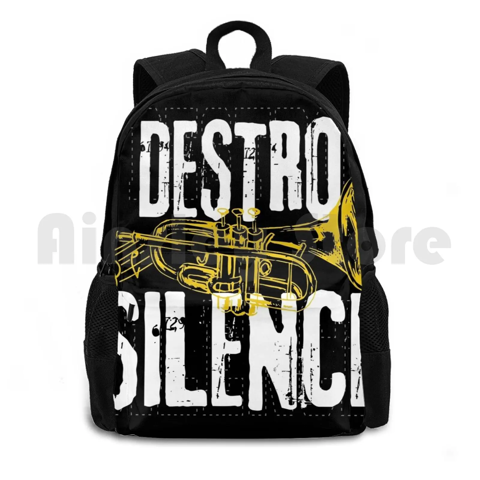 

Funny Trumpet Player Marching Band Silence Destroy Print Outdoor Hiking Backpack Waterproof Camping Travel Brass Band