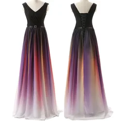 Chiffon A Line V Neck Off Shoulder Pleat Sashes Floor Length Evening Bridesmaid Dresses Wedding Party Prom Formal Lace Up