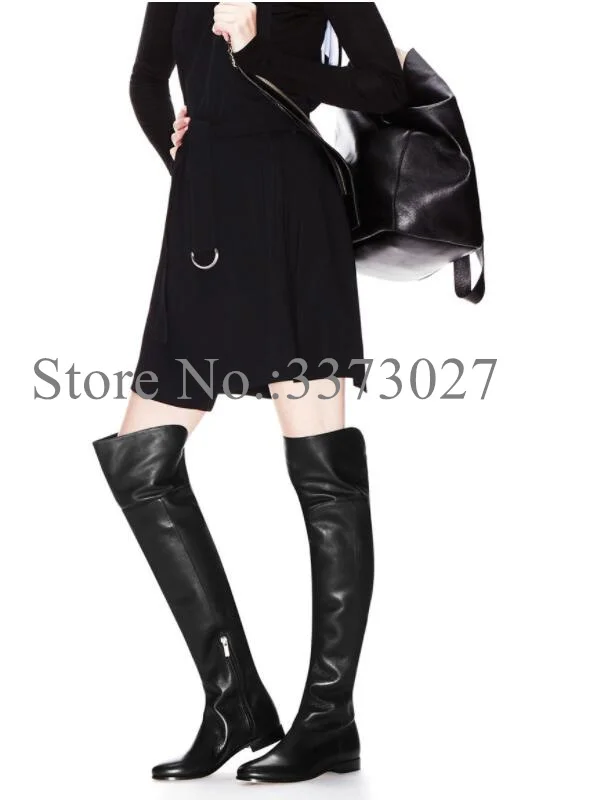 New Brown Leather Woman Flat Long Boots Fashion Black Large Size Lady Over the Knee Boots Sexy Female Casual Boots Dropship