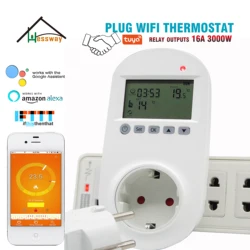 HESSWAY TUYA 16A  programmable WIFI electric heat thermostat for EU plug socket