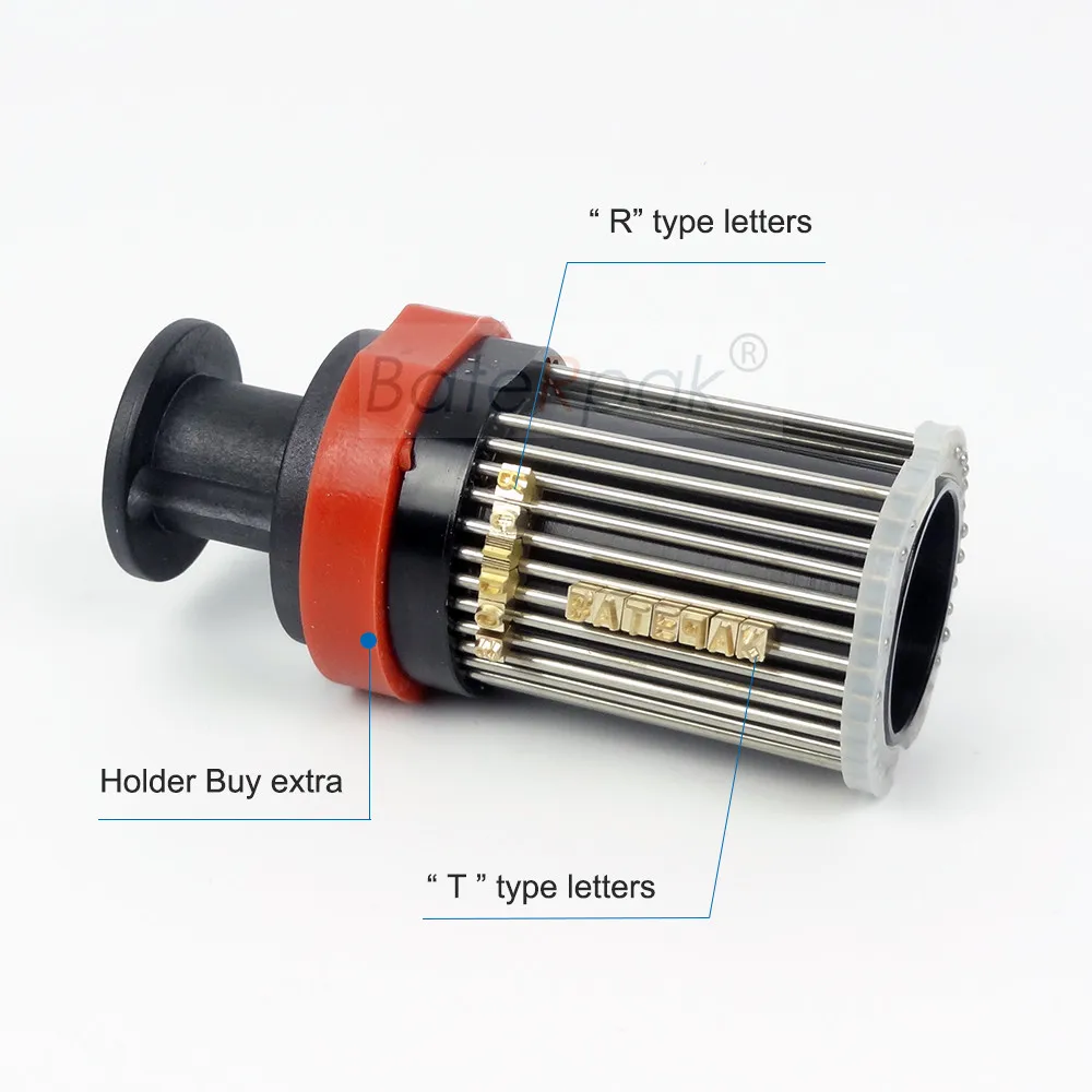 BateRpak  MY-380 Coding Machine Brass Letters,Character holder,DK1100/DK1100/DS1108 Letters carriage, 10.5PT 3/3.5X3.5X6.8MM