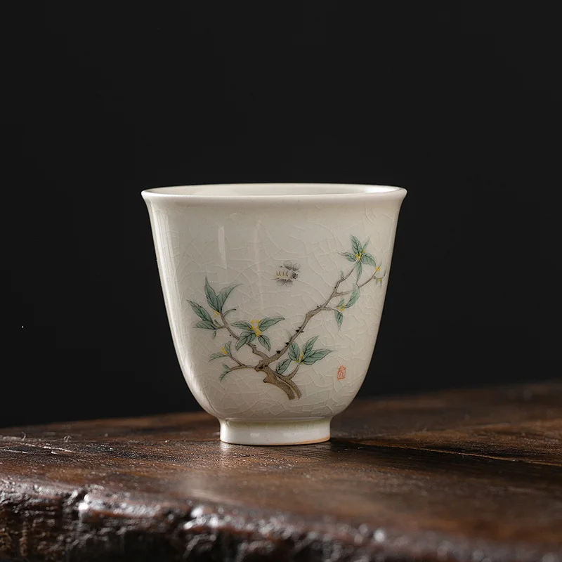 Design floreale tazza da tè bianca Retro piccole tazze Vintage tazze da caffè cerimonia in ceramica creativo Filizanki Do Kawy Set di tazze da tè BK50CB
