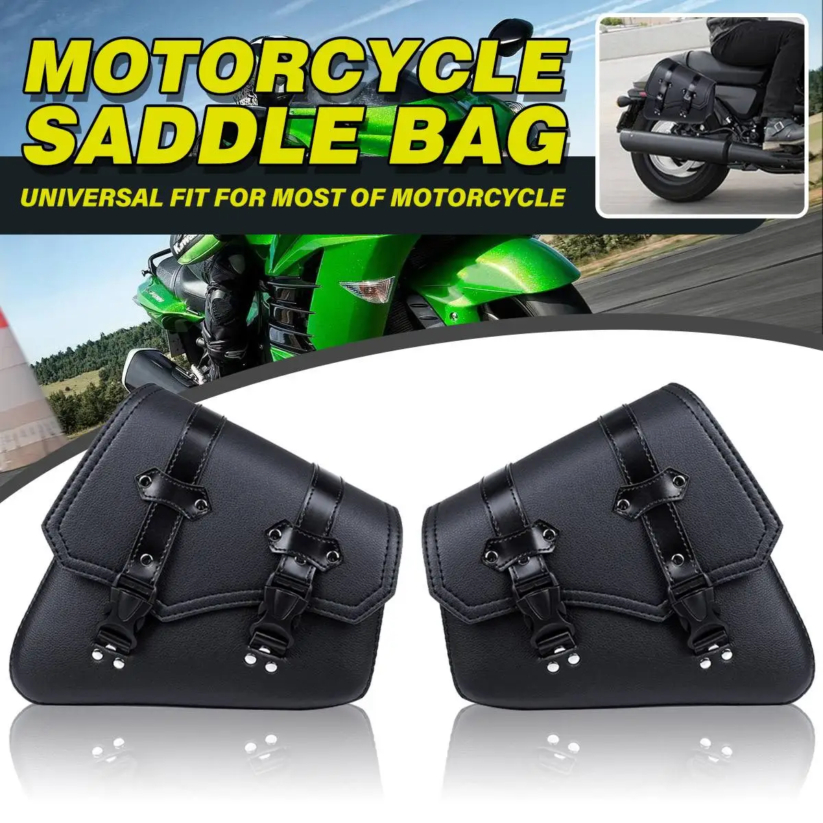 Universal Motorcycle Saddlebags Side Tool Bags Gloves Luggage Storage Saddle Bag Pouch PU Leather