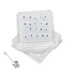 3MM AB Colorful Crystal Nose Studs Rings for Women Body Nose Piercing Bone Ball End Pin Nostril Jewellery 20PCS