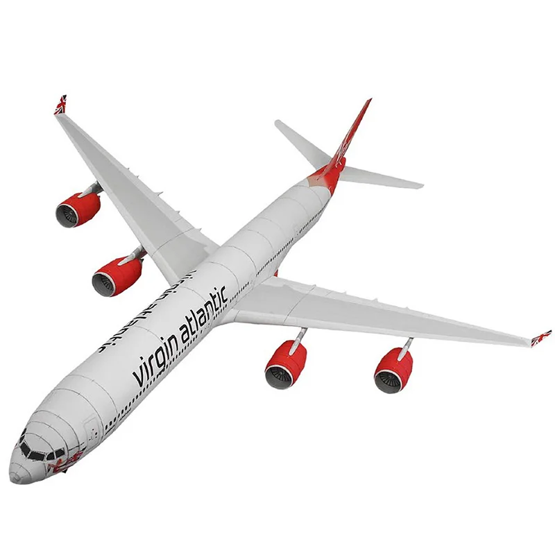 Virgin Atlantic Airbus A340-600 Aircraft Handmade 3D Paper Model DIY Papercraft Art Teens Adult Origami Craft Toys ZX-077