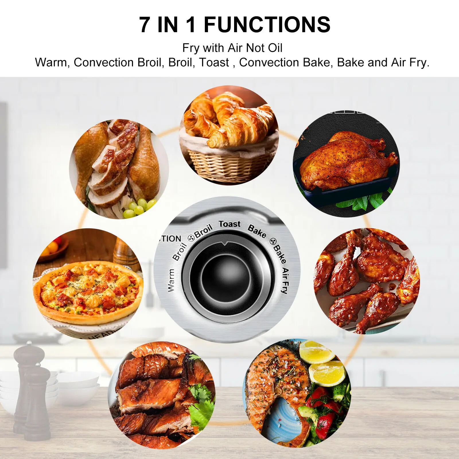 VEVOR 다기능 스테인리스 스틸 에어 프라이어, 예열, 굽기, 토스트, 베이킹 프라이용, 컨벡션 오븐, 오일 프리, 20L, 18QT